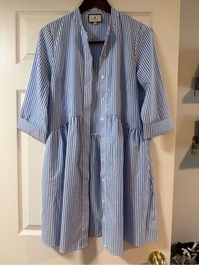 Tuckernuck Blue and White Striped Long Sleeve Shirt Dress